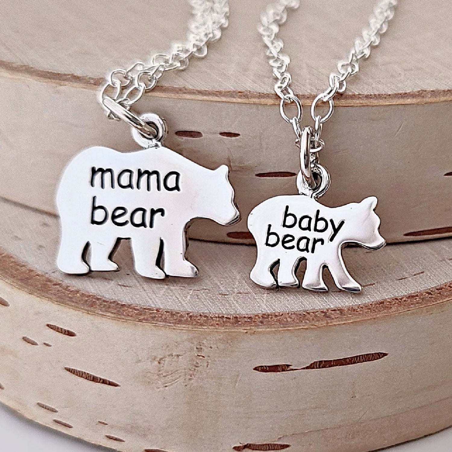 Mama Bear & 3 Baby Bears Shield Family Necklace - Figs & Ginger